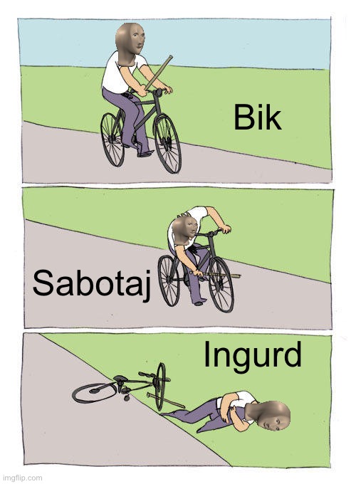 Bike Fall | Bik; Sabotaj; Ingurd | image tagged in memes,bike fall | made w/ Imgflip meme maker