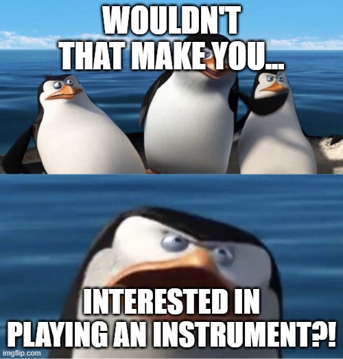 Wouldn't that make you | WOULDN'T THAT MAKE YOU... INTERESTED IN PLAYING AN INSTRUMENT?! | image tagged in wouldn't that make you | made w/ Imgflip meme maker