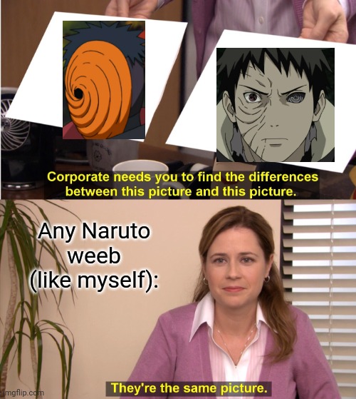 They're The Same Picture | Any Naruto weeb (like myself): | image tagged in memes,they're the same picture | made w/ Imgflip meme maker