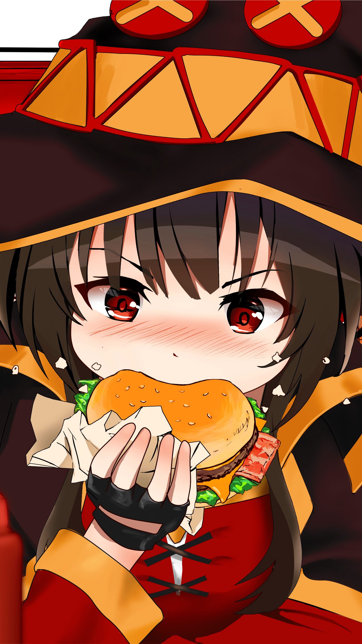 High Quality Megumin eats Mcdonalds Blank Meme Template