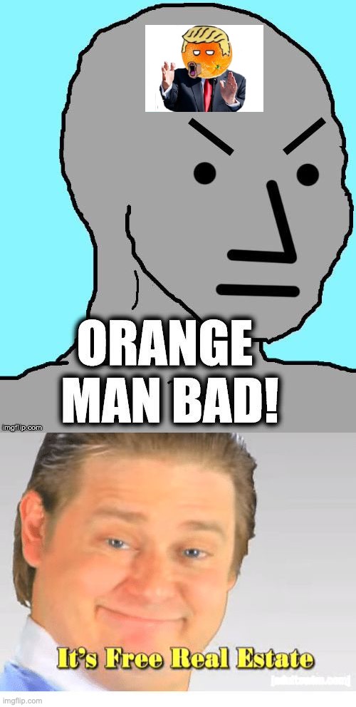 image tagged in orange man bad,it's free real estate | made w/ Imgflip meme maker