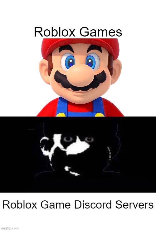 Lightside Mario VS Darkside Mario | Roblox Games; Roblox Game Discord Servers | image tagged in lightside mario vs darkside mario | made w/ Imgflip meme maker