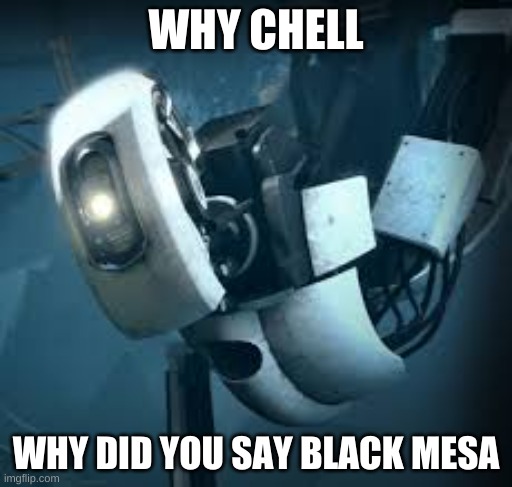 Portal Glados | WHY CHELL; WHY DID YOU SAY BLACK MESA | image tagged in portal glados | made w/ Imgflip meme maker