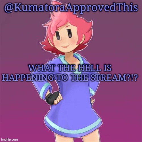 WHAT THE HELL?!? | WHAT THE HELL IS HAPPENING TO THE STREAM?!? | image tagged in kumatoraapprovedthis announcement template | made w/ Imgflip meme maker