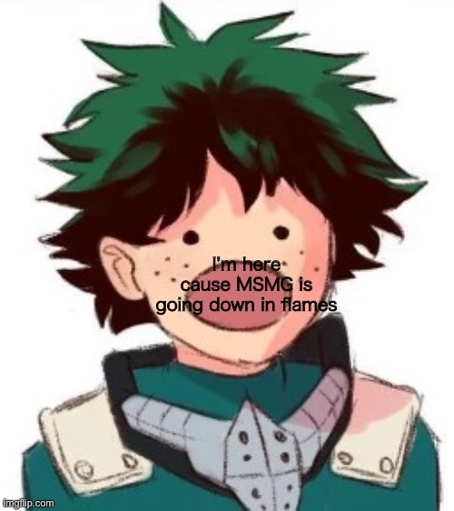 Oh my god deku | I’m here cause MSMG is going down in flames | image tagged in oh my god deku | made w/ Imgflip meme maker
