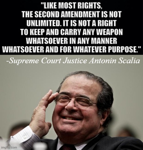 based 1 | -Supreme Court Justice Antonin Scalia | image tagged in scalia quote gun control,laughing scalia,gun control,gun rights,second amendment,scotus | made w/ Imgflip meme maker