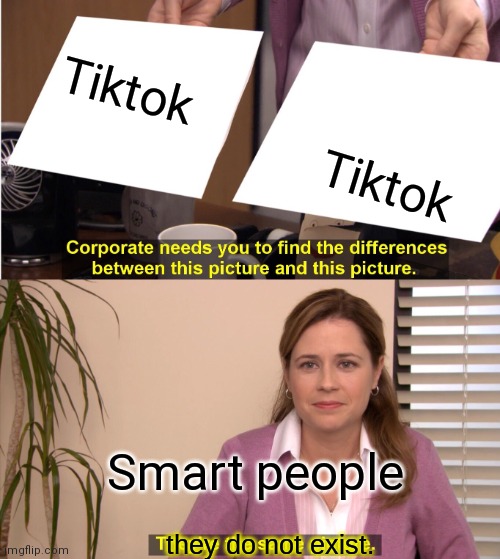 They Do Not Exist | Tiktok; Tiktok; Smart people | image tagged in they do not exist | made w/ Imgflip meme maker