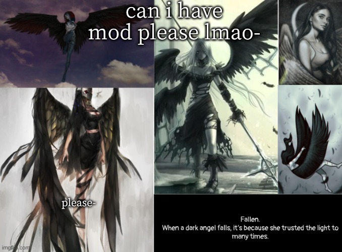 fallen | can i have mod please lmao-; please- | image tagged in fallen | made w/ Imgflip meme maker