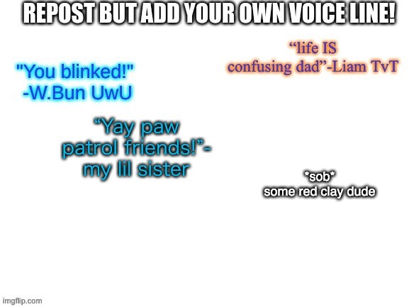 *sob*
some red clay dude | made w/ Imgflip meme maker