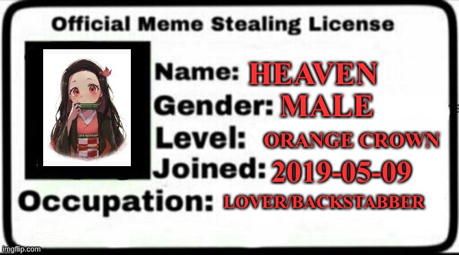 Meme steal License Heaven | image tagged in meme steal license heaven | made w/ Imgflip meme maker