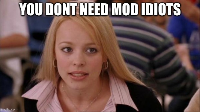 It's not gonna happen | YOU DONT NEED MOD IDIOTS | image tagged in it's not gonna happen | made w/ Imgflip meme maker