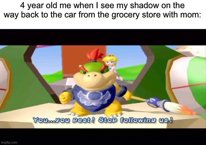 Stop reading the title | 4 year old me when I see my shadow on the way back to the car from the grocery store with mom: | made w/ Imgflip meme maker