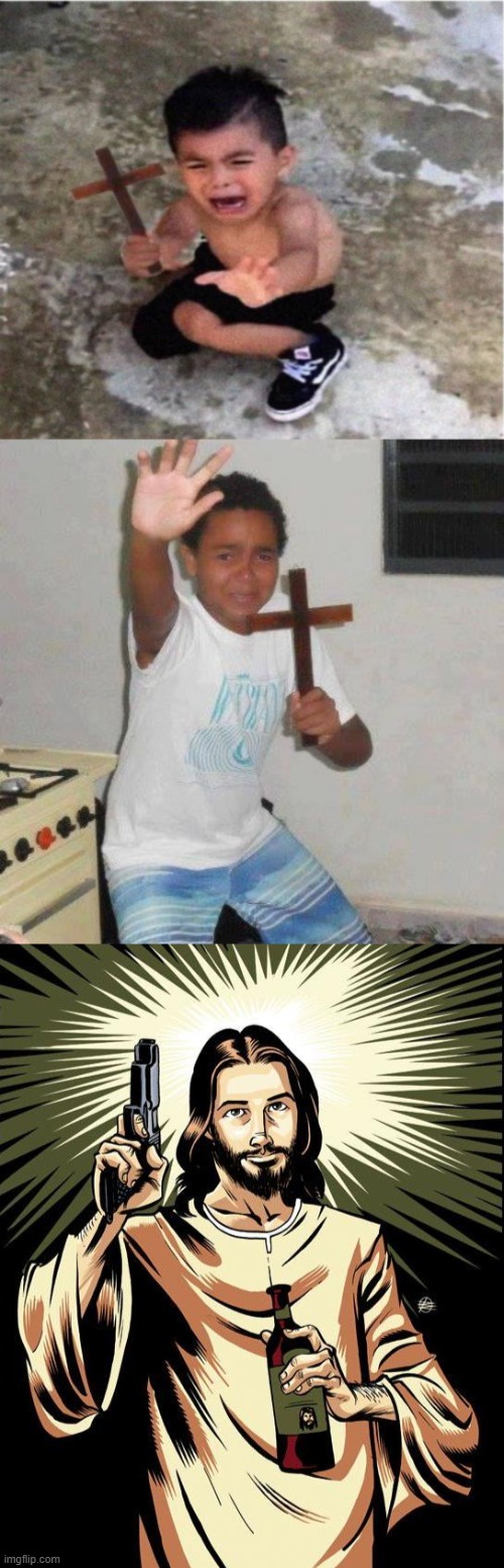 image tagged in jesus cross kid,memes,ghetto jesus | made w/ Imgflip meme maker