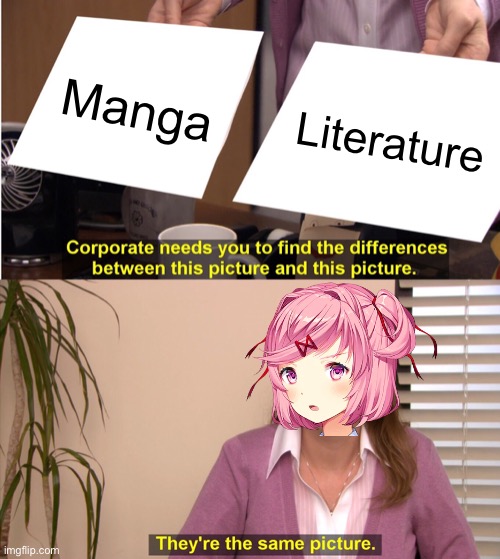 It is what it is | Manga; Literature | image tagged in memes,they're the same picture | made w/ Imgflip meme maker