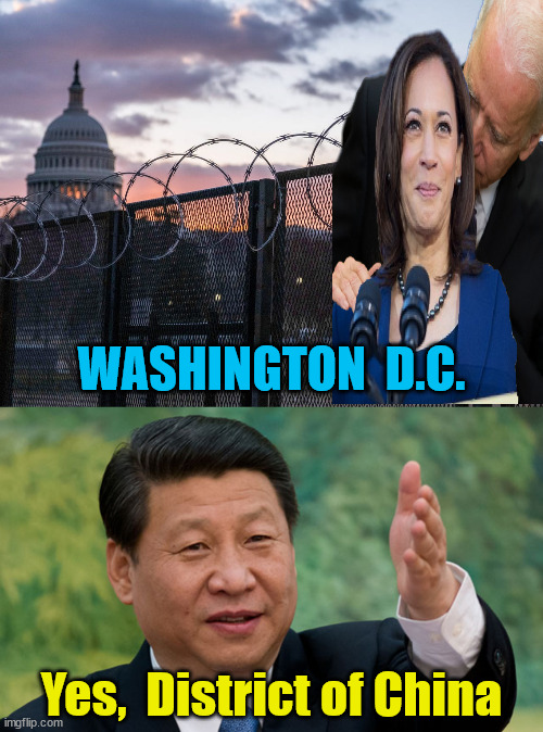Made in China |  WASHINGTON  D.C. Yes,  District of China | image tagged in memes,creepy joe biden,kamala harris,xi jinping,washington dc,made in china | made w/ Imgflip meme maker