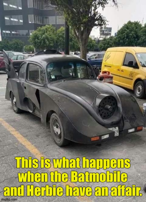 This is what happens when the Batmobile and Herbie have an affair. | image tagged in cars | made w/ Imgflip meme maker