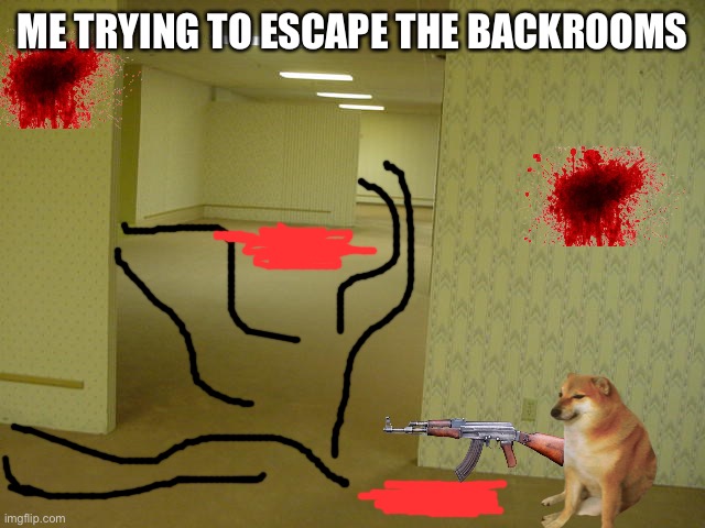 The Backrooms | ME TRYING TO ESCAPE THE BACKROOMS | image tagged in the backrooms | made w/ Imgflip meme maker