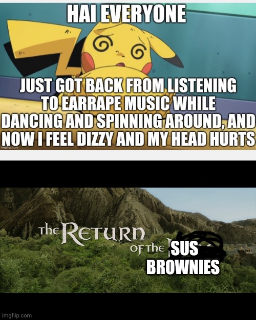 I Laughed My Head Off At This | SUS BROWNIES | image tagged in return of the king | made w/ Imgflip meme maker