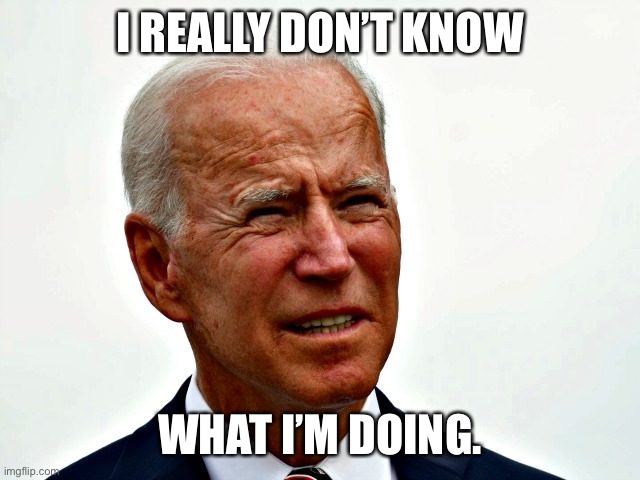 Biden stupid | I REALLY DON’T KNOW; WHAT I’M DOING. | image tagged in biden stupid | made w/ Imgflip meme maker