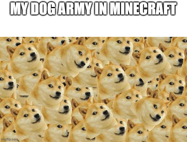 Multi Doge | MY DOG ARMY IN MINECRAFT | image tagged in memes,multi doge | made w/ Imgflip meme maker