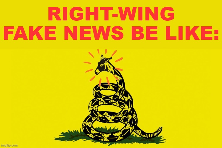 "Remarkable, the Confederate-flag waving Trump rioter was a Democrat, again" | RIGHT-WING FAKE NEWS BE LIKE: | image tagged in democrat gadsden flag | made w/ Imgflip meme maker