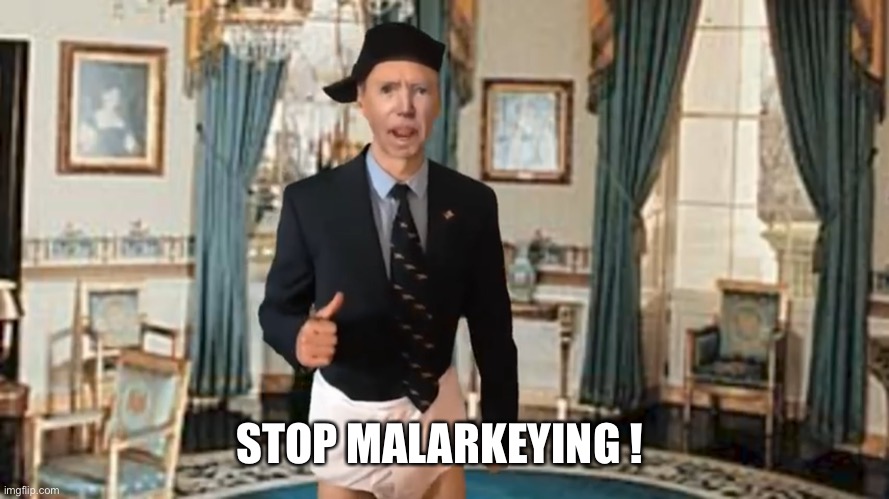 Malarkey biden | STOP MALARKEYING ! | image tagged in funny | made w/ Imgflip meme maker