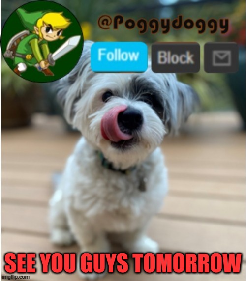 poggydoggy announcment | SEE YOU GUYS TOMORROW | image tagged in poggydoggy announcment | made w/ Imgflip meme maker