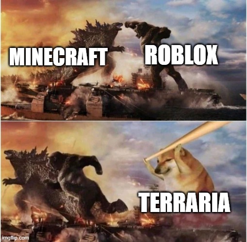 Bonk | ROBLOX; MINECRAFT; TERRARIA | image tagged in memes,funny memes,meme,funny meme,doge bonk,funny | made w/ Imgflip meme maker