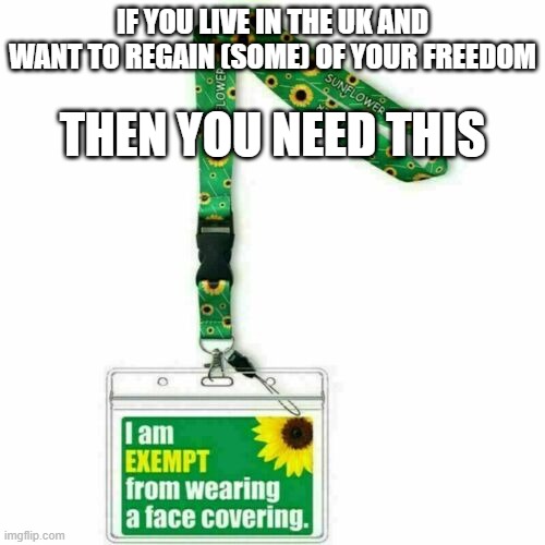 Mask Freedom | IF YOU LIVE IN THE UK AND WANT TO REGAIN (SOME) OF YOUR FREEDOM; THEN YOU NEED THIS | image tagged in mask freedom | made w/ Imgflip meme maker