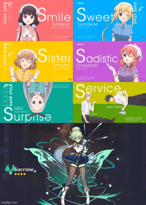 S is for for granulated sugar | image tagged in blend s,genshin impact | made w/ Imgflip meme maker