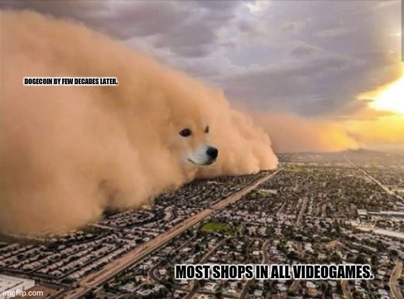 Dust Doge Storm | DOGECOIN BY FEW DECADES LATER. MOST SHOPS IN ALL VIDEOGAMES. | image tagged in memes,the hunger games,dogecoin | made w/ Imgflip meme maker