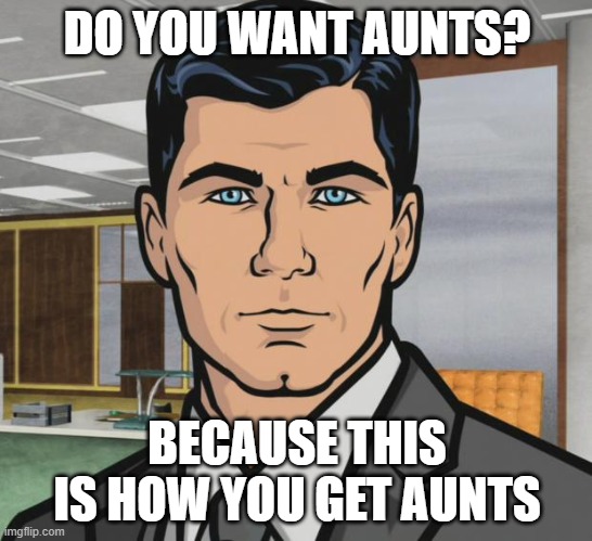 Archer Meme | DO YOU WANT AUNTS? BECAUSE THIS IS HOW YOU GET AUNTS | image tagged in memes,archer | made w/ Imgflip meme maker