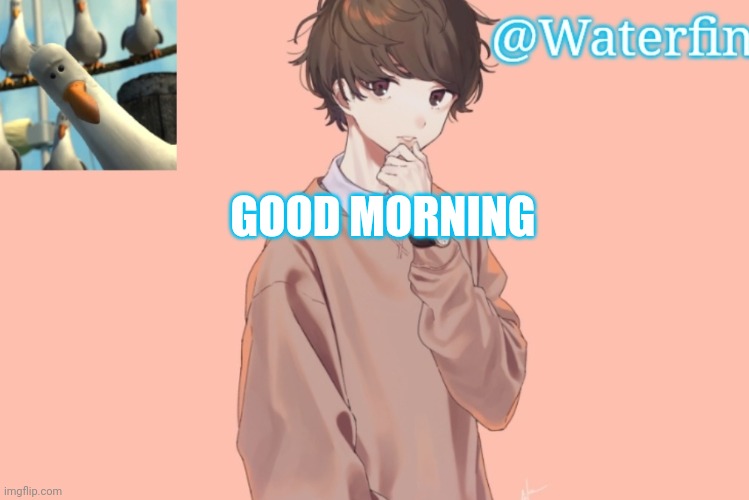 Waterfins Template | GOOD MORNING | image tagged in waterfins template | made w/ Imgflip meme maker