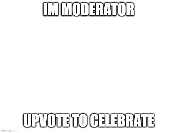thank you 239509523753727507530287 or whatever your username is lol | IM MODERATOR; UPVOTE TO CELEBRATE | image tagged in blank white template | made w/ Imgflip meme maker
