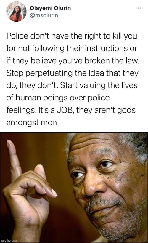 Police can only use lethal force under VERY LIMITED conditions. We've seen so many instances of bad policing that don't cut it. | image tagged in police brutality tweet,this morgan freeman,police brutality,morgan freeman,black lives matter,twitter | made w/ Imgflip meme maker