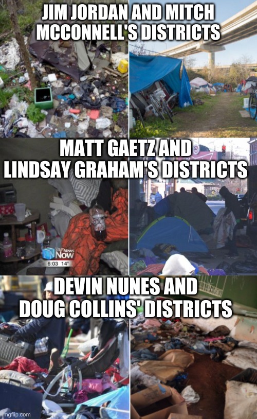 JIM JORDAN AND MITCH MCCONNELL'S DISTRICTS MATT GAETZ AND LINDSAY GRAHAM'S DISTRICTS DEVIN NUNES AND DOUG COLLINS' DISTRICTS | made w/ Imgflip meme maker