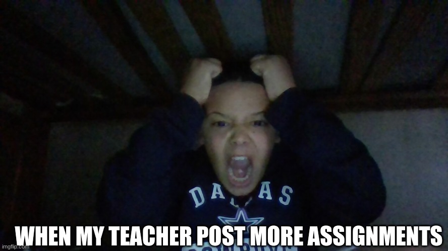 WHEN MY TEACHER POST MORE ASSIGNMENTS | made w/ Imgflip meme maker