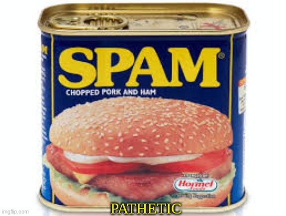 spam | PATHETIC | image tagged in spam | made w/ Imgflip meme maker