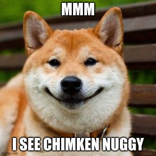 mmm | MMM; I SEE CHIMKEN NUGGY | image tagged in when your hooman comes home with chimken nuggers and bepis,chimken nuggy | made w/ Imgflip meme maker