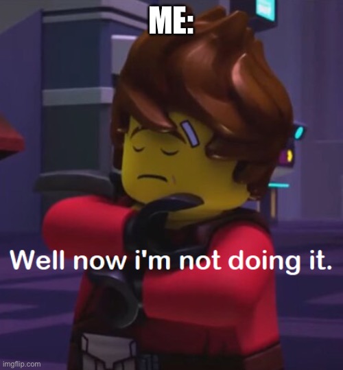 Well now i'm not doing it (Kai) | ME: | image tagged in well now i'm not doing it kai | made w/ Imgflip meme maker