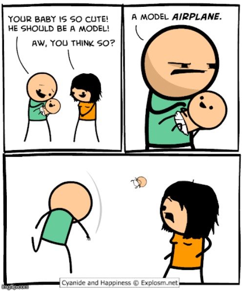oof size: incredibly huge | image tagged in comics/cartoons,cyanide and happiness,oof,baby | made w/ Imgflip meme maker