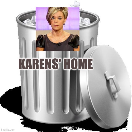 ayyyyyyy | KARENS' HOME | image tagged in trash can full | made w/ Imgflip meme maker