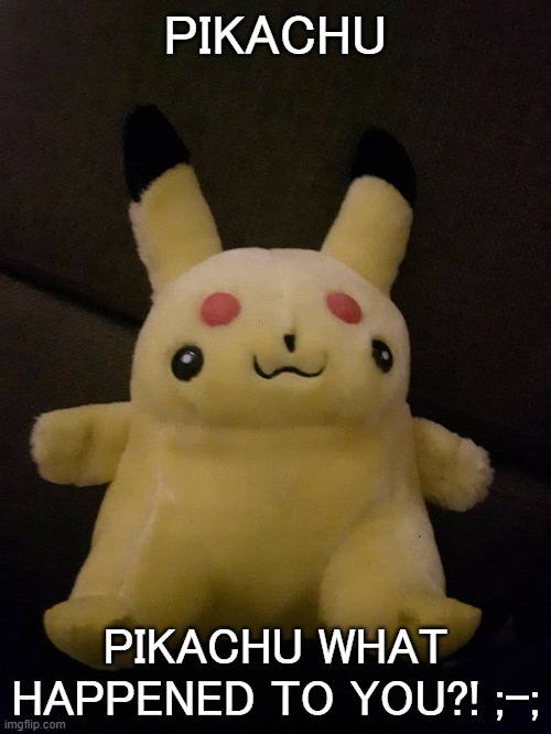 PIKACHU! NOOOOOOOOOOOO!!!!!1!!!1! | PIKACHU; PIKACHU WHAT HAPPENED TO YOU?! ;-; | image tagged in you had one job pikachu | made w/ Imgflip meme maker