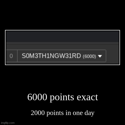 6000 Points to me feels like 3290753478652987562389745 points | image tagged in funny,demotivationals | made w/ Imgflip demotivational maker