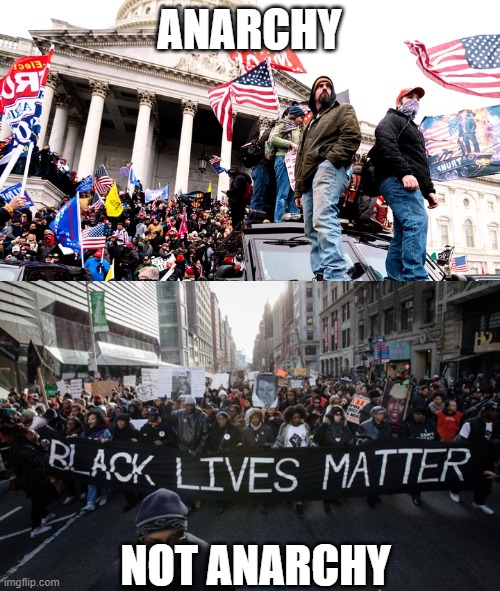 ANARCHY NOT ANARCHY | image tagged in capitol riot,blm | made w/ Imgflip meme maker