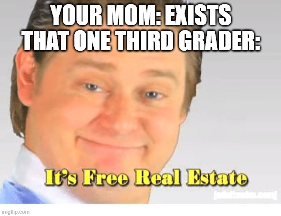 It's Free Real Estate | YOUR MOM: EXISTS
THAT ONE THIRD GRADER: | image tagged in it's free real estate | made w/ Imgflip meme maker