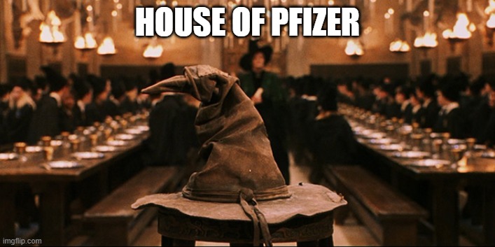 Harry Potter Sorting Hat | HOUSE OF PFIZER | image tagged in harry potter sorting hat | made w/ Imgflip meme maker