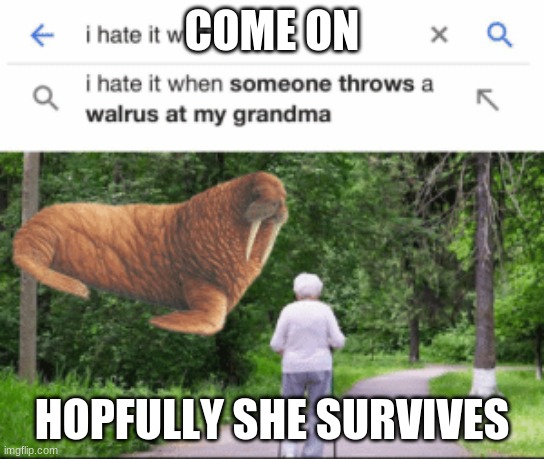 ahhhhh | COME ON; HOPEFULLY SHE SURVIVES | image tagged in funny memes | made w/ Imgflip meme maker