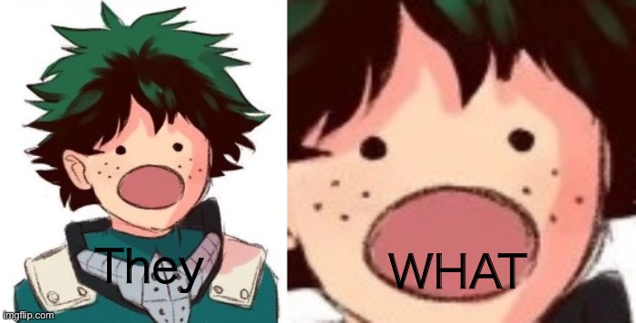 WHAT; They | image tagged in oh my god deku | made w/ Imgflip meme maker