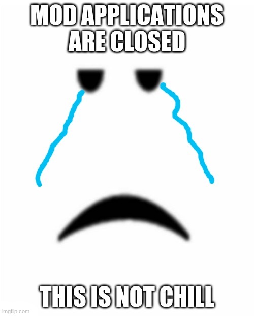 MOD APPLICATIONS ARE CURRENTLY CLOSED! SORRY IF THIS UPSETS YOU! | image tagged in this is not chill my guy,sooo ssssaahd,aaaaaaaaaaaaaaaaaaaaaaaaaaaaa,e | made w/ Imgflip meme maker